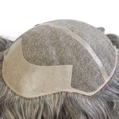Lw644: Human Hair Custom Made Mono Base Curly Grey Brazilian Hair