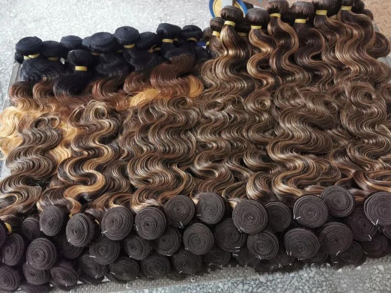 10A Ombre Body Wave Human Hair Bundles with 4X4 Lace Closure Remy Hair Extension Brown and Black T1b/4/27 for Sexy Women 26" Size