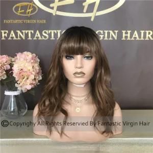 Luxury Chinese Virgin/Remy Human Hair Full/Frontal Lace Wig with Full Bangs