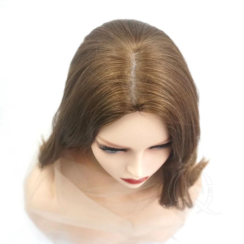 Light Brown Human Hair From Girls Remy Hair Kosher Wigs 14 Inches Silk Top Jewish Wigs Silk Top Wigs Customized Order Wigs Lace Wigs Custom Wigs