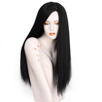 24inch Long Silky Straight Wave Natural Heat Resistant Synthetic Fiber Human Hair Wig
