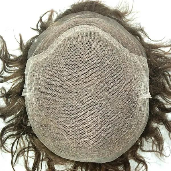 Natural Hair System for Men French Lace with Swiss Lace Front