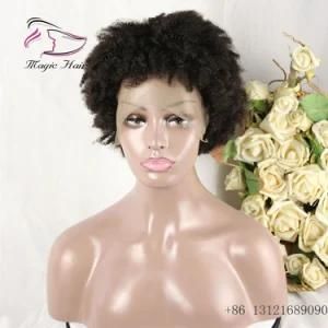 Evermagic Human Hair Wigs Brazilian Remy Virgin Hair Afro Kinky Curly Color 1b#