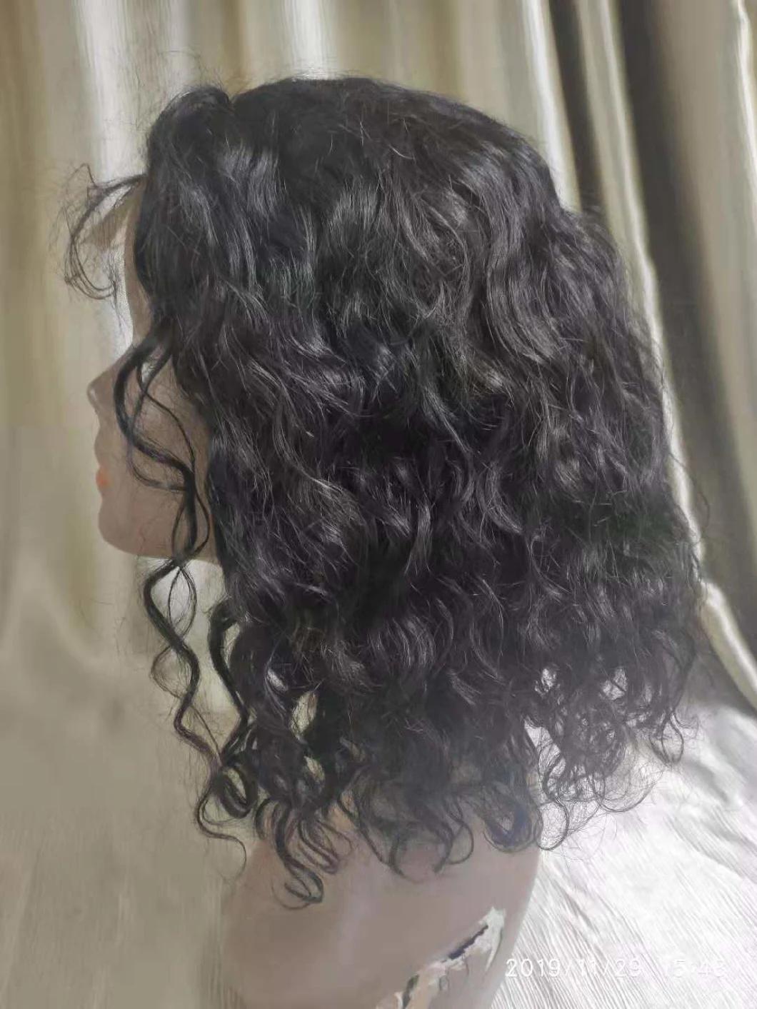 Short Hair Water Wave Human Hair Lace Wig Bob Wig