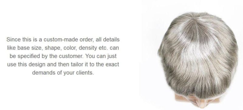 Grey Hair Full Mono Base - for and Older Mature Look - Men′s Toupee Hair Replacement System