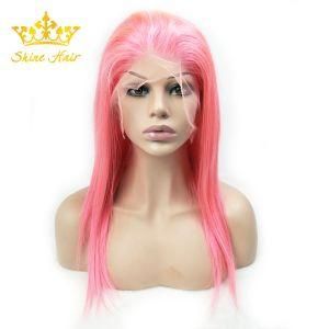 Wholesale 100% Brazilian Hair #Pink Color Straight Lace Frontal Wig