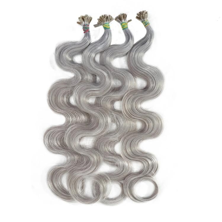 Remy Human Hair Vendors 100% Mink Brazilian Cuticle Aligned Grey U Tip Hair Extension