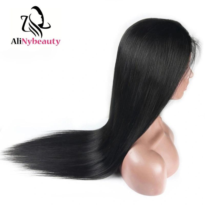 Alinybeauty Virgin Brazilian Natural Straight Human Hair Full Lace Wig