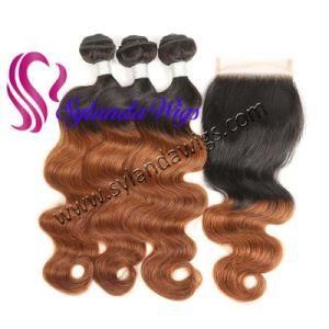 3 Bundles+4&quot;X4&quot; Lace Closure Body Wave #1b-30 Remy Human Hair with Free Shipping
