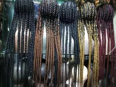 11 Cornows Braids Hair Hand Made Afro Braided Wigs 30inches Full Lace Braided Synthetic Wig with Baby Hair