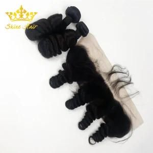 100% Virgin Brazilian Human Hair Natural Black 13*4 Lace Frontal with Free Tangle