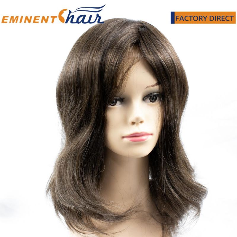 Natural Human Hair System Fine Mono with PU Edge and Lace Front Women Wig