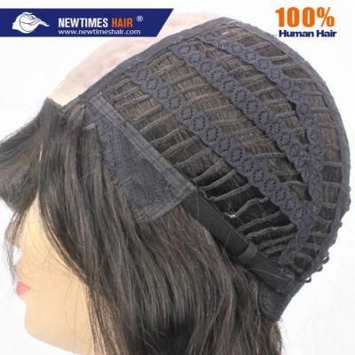 Customized Ladies Elasticated Machine-Made Weft and Silk Front Wig