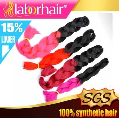 Synthetic Hair Ombre Two Tone Coloured 100% Kanekalon Jumbo Braid Hair Extension