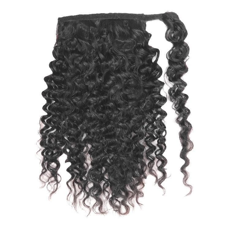 Wholesale Unprocessed Raw Natural Human Hair Wrap Around Ponytail Hair Extension
