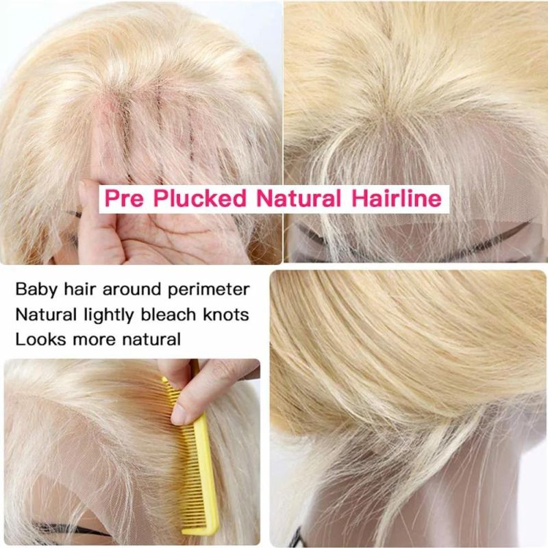 613 Blonde Straight Human Hair Lace Front Wigs 100% Brazilian Virgin Human Hair Wigs for Black Women 150% Density 10 Inch