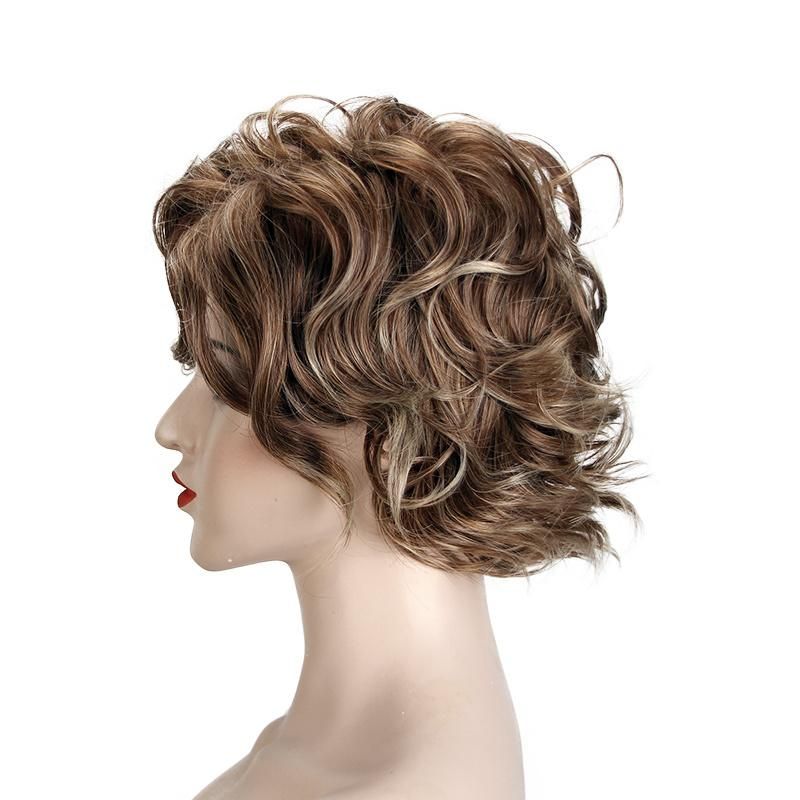 Synthetic High Temperature Fiber Short Curly Hair Wig for Women