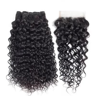 Cheap 100% Virgin Human Hair Italy Curly 3 Bundles with Lace Closure