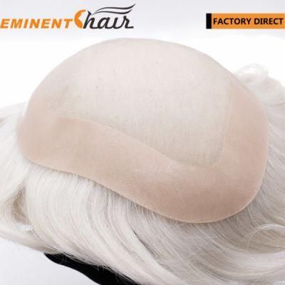 Custom Made Synthetic Grey Hair Men&prime;s Hair Replacement