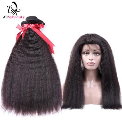 Raw Unprocessed Virgin Kinky Straight 360 Lace Frontal with Bundles