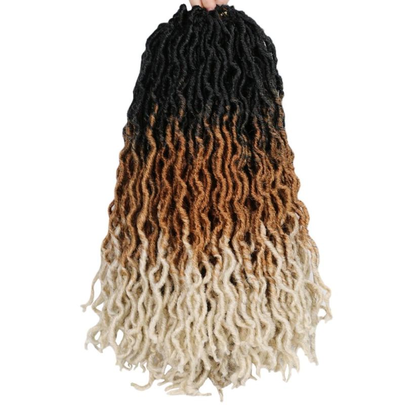 18" 24 Strands/Pack Synthetic Ombre Gypsy Locs Crochet Twist Braided Hair Goddess Locs Hair Extension