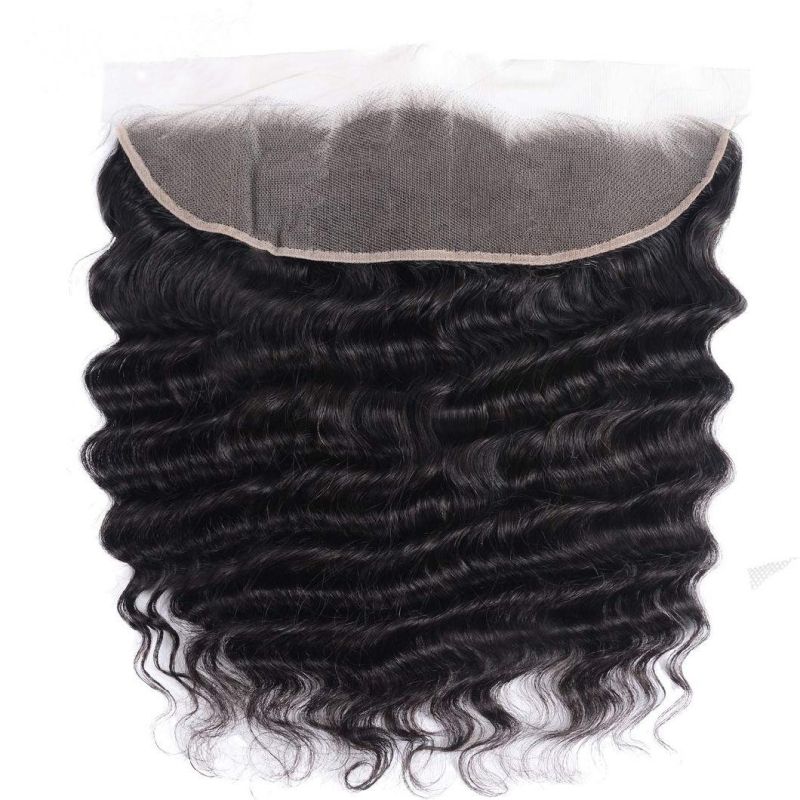 14inch Brazilian Loose Deep Wave 13X4 Lace Frontal, 100% Unprocessed Human Virgin Hair Loose Deep Curly Natural Color