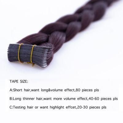 Adhesive Tape Hair Extension Machine Remy Real Human Hair Seamless Skin Weft Glue Colorful Solid Pale Pink 2.5g/PC Hair