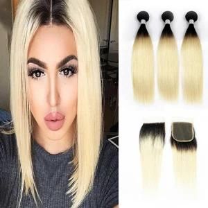 Brazilian Blonde 1b613 Straight Hair Human Virgin Hair Bundles with Closure