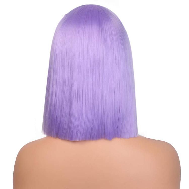 Purple Color Cheap Vendor Wholesale Heat Resistant Short Bob Straight Synthetic Hair Wigs