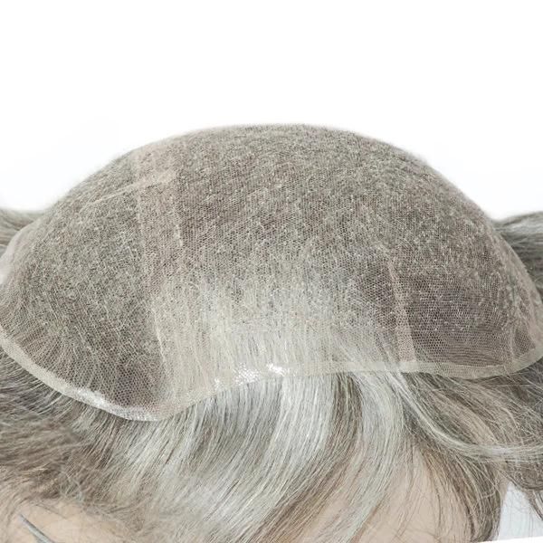 Hair Replacement Systems for Men French Lace with Swiss Lace Front