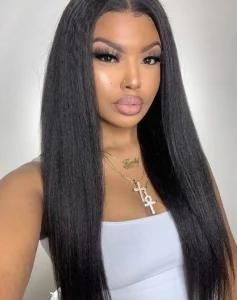 Kinky Straight Coarse Straight 100% Human Hair Lace Front 13&quot; by 4&quot; Wig