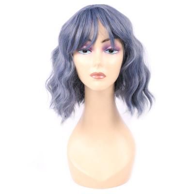European and American Machine Made Hair Wigs with Bangs Synthetic Fiber Short Wigs