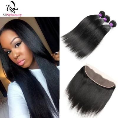 Alinybeauty Wholesale Brazilian Virgin Human Hair Bundles with Lace Frontal