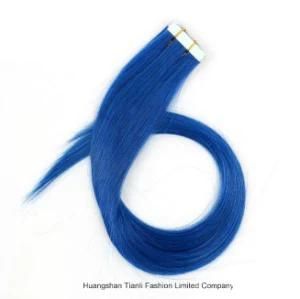 Virgin Remy Human Hair Extension Tape Natural Hair Blue