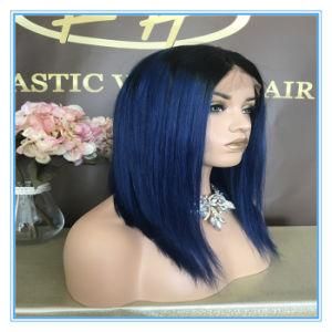 Top Quality Hot Sales #1b/Blue Color Bob Human Hair Lace Wigs with Factory Price Wig-026