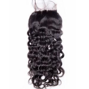 4*4 Lace Closure Brazilian Human Remy Hair Natural Water Wave Closure