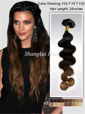 24&quot; Wavy Hair Weaving Three Tone Color Human Hair Weft