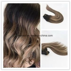 Balayage Color #2#27 Wholesale Price Hot Selling Virgin Hair Straight Human Hair Clip in Hair Extension