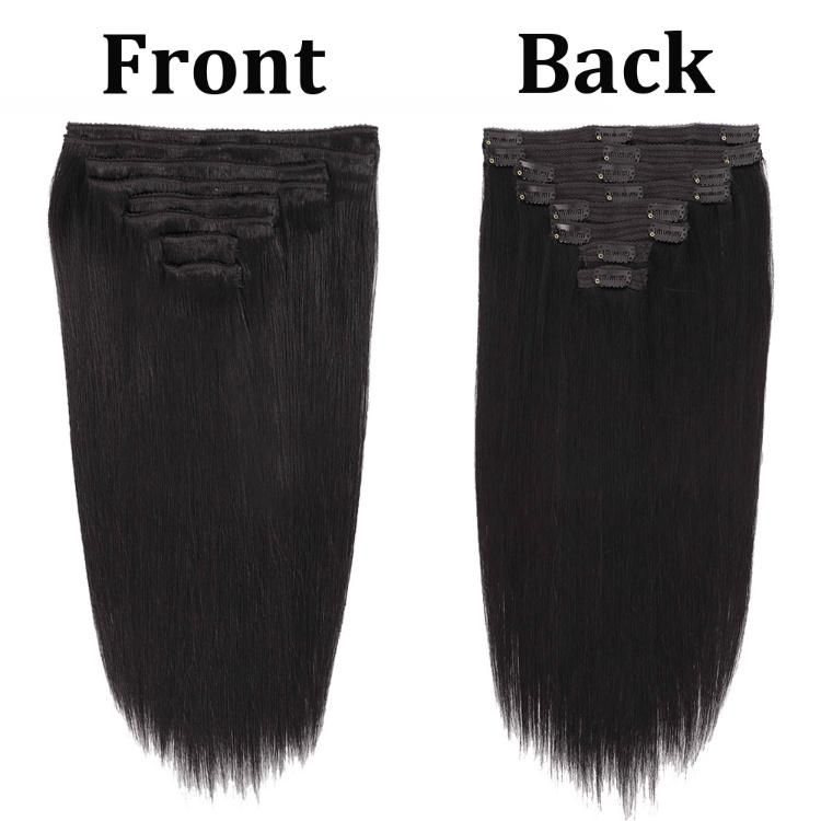 Natural Black Raw Unprocessed Brazilian Remy Human Hair Clip in Hair Extensions 8PCS/Set 18clips