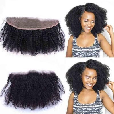 Kbeth Pre Plucked Brazilian Kinky Curly Frontal Toupee Non Remy Human Hair Frontal 13X4 Lace Toupee Closure with Baby Hair