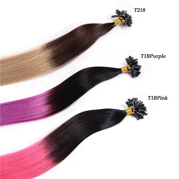 24" 50g Natural Keratin Capsule Prebonded U/Nail Tip Hair Extension U Tip Hair Extensions 5 Colors Available100s/Bag