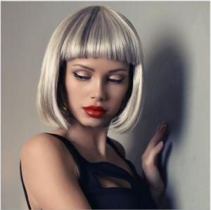 Top Quality Fashion Silver Remy Hair Neat Bang Synthetic Wigs