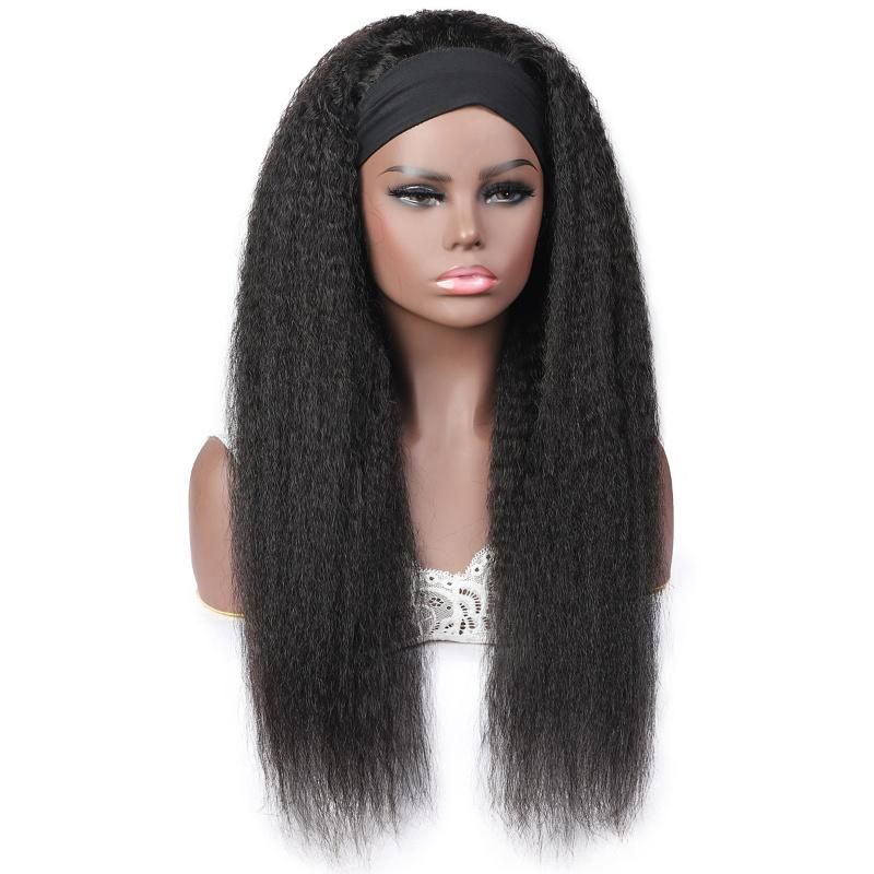 Raw Virgin Cuticle Aligned Cambodian Human Hair Handband Wigs Kinky Straight Wigs