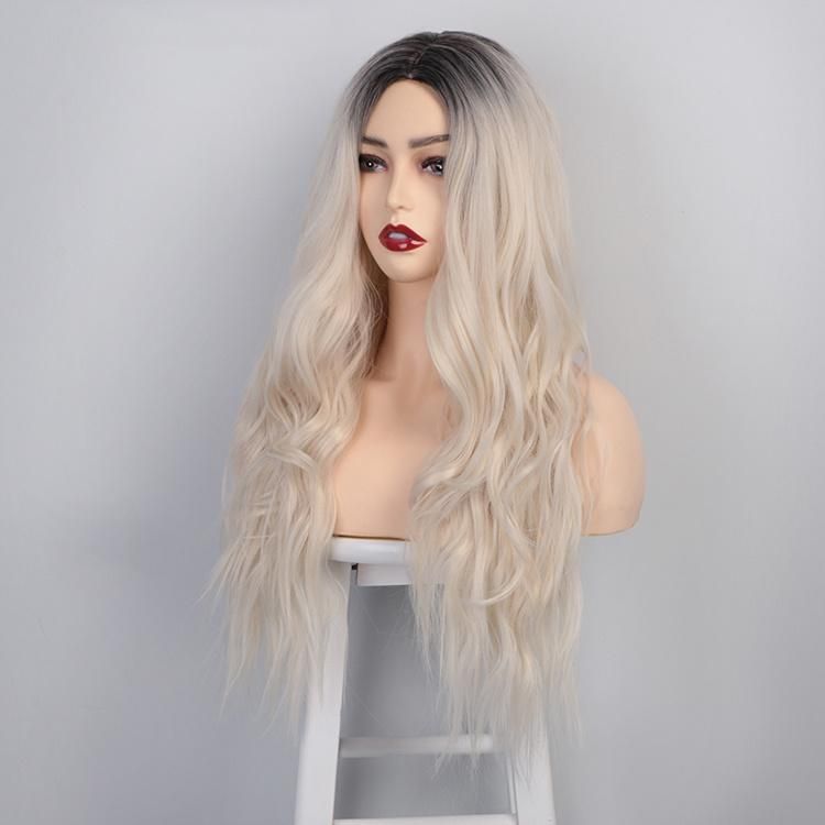 26 Inch Wholesale Ombre Blond Long Wavy Body Wave for Women Synthetic Hair Wigs