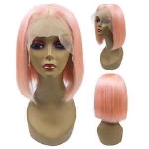 Wholesale Factory Price Human Hair Lace Front Bob Pink Frontal Wigs