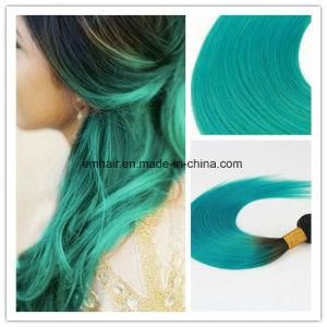 Best Selling 100% Human Hair Ombre Color 1b/Teal Straight Hair Weave Hair Weft