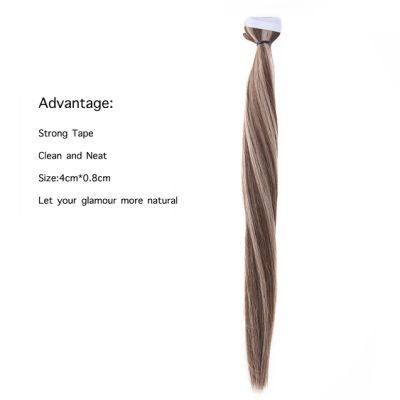 Remy Tape Human Hair Extensions Double Drawn Hair Straight 20 PCS 40PCS Adhesives Seamless Hair