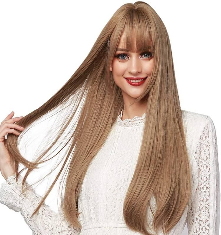 Kbeth Human Hair Wig for Black Woman 2021 Summer Fashion 30 Inch Brown Hairline Straight Custom Transparent Skin Hide Sexy Cool HD Lace Frontal Wigs with Bangs