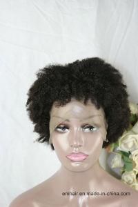 1b# Color High Quality 130% Density Human Full Lace Afro Kinky Curly Hair Wig