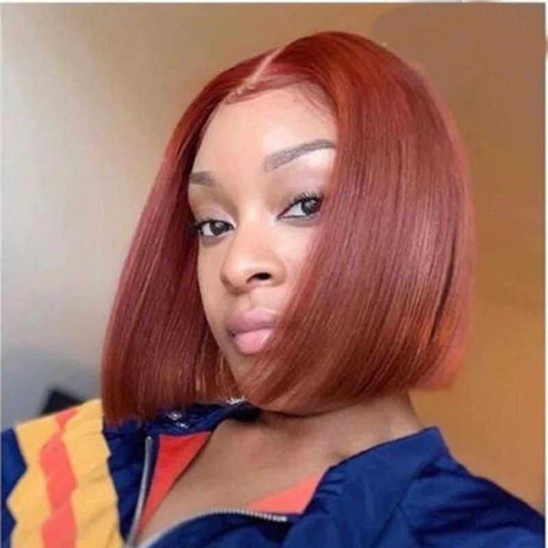 Lace Part Human Hair Wigs Short Bob Wigs 150% Brazilian Human Hair Wig Blue Orange Red Lace Frontal Wigs for Black Women 10 Inches